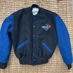 Men's 90s NBA Black and Blue Varsity Jacket